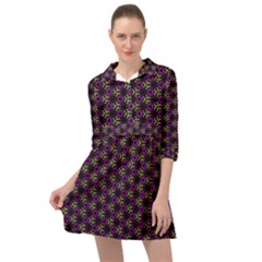 Wallpaper Floral Pattern Purple Mini Skater Shirt Dress by Wegoenart