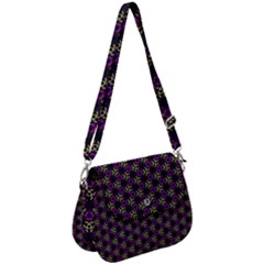 Wallpaper Floral Pattern Purple Saddle Handbag