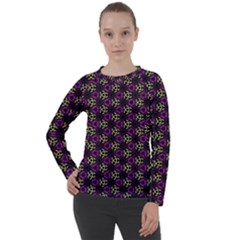 Wallpaper Floral Pattern Purple Women s Long Sleeve Raglan Tee