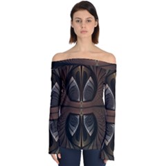 Fractal Abstract Background Pattern Off Shoulder Long Sleeve Top by Wegoenart