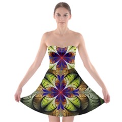 Fractal Flower Fantasy Design Strapless Bra Top Dress by Wegoenart