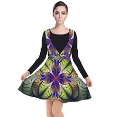 Fractal Flower Fantasy Design Plunge Pinafore Dress by Wegoenart