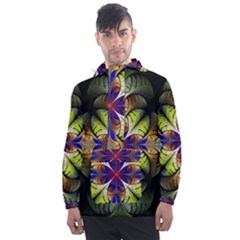 Fractal Flower Fantasy Design Men s Front Pocket Pullover Windbreaker by Wegoenart