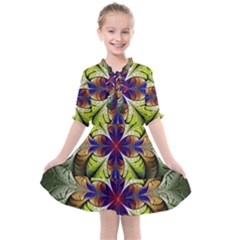 Fractal Flower Fantasy Design Kids  All Frills Chiffon Dress by Wegoenart