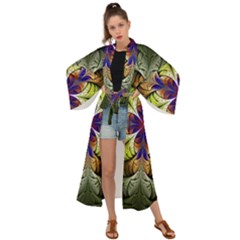 Fractal Flower Fantasy Design Maxi Kimono by Wegoenart