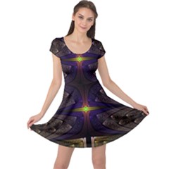 Fractal Fantasy Design Texture Cap Sleeve Dress by Wegoenart