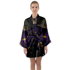 Fractal Fantasy Design Texture Long Sleeve Satin Kimono by Wegoenart