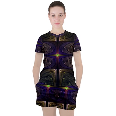 Fractal Fantasy Design Texture Women s Tee And Shorts Set by Wegoenart