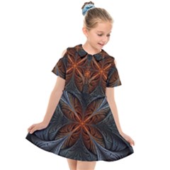 Art Abstract Fractal Pattern Kids  Short Sleeve Shirt Dress