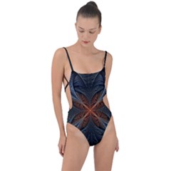 Art Abstract Fractal Pattern Tie Strap One Piece Swimsuit