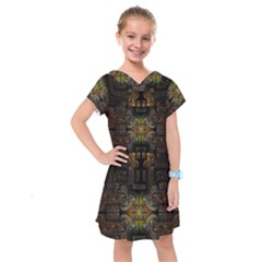 Fractal Fantasy Mystic Design Kids  Drop Waist Dress by Wegoenart