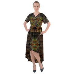 Fractal Fantasy Mystic Design Front Wrap High Low Dress