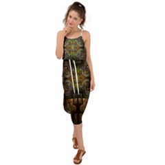 Fractal Fantasy Mystic Design Waist Tie Cover Up Chiffon Dress