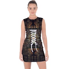 Fractal Fantasy Mystic Design Lace Up Front Bodycon Dress by Wegoenart