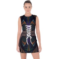 Fractal Abstract Background Pattern Lace Up Front Bodycon Dress