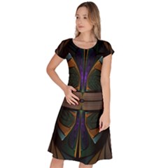 Fractal Abstract Background Pattern Classic Short Sleeve Dress