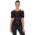 Fractal Fantasy Design Texture Shoulder Cut Out Short Sleeve Top View1