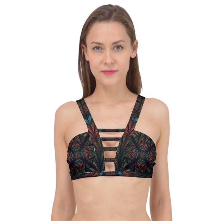 Fractal Fantasy Design Texture Cage Up Bikini Top