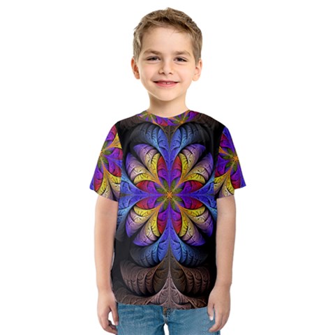 Fractal Flower Fantasy Floral Kids  Sport Mesh Tee by Wegoenart