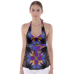 Fractal Flower Fantasy Floral Babydoll Tankini Top by Wegoenart