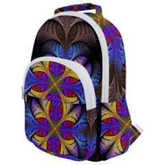 Fractal Flower Fantasy Floral Rounded Multi Pocket Backpack by Wegoenart