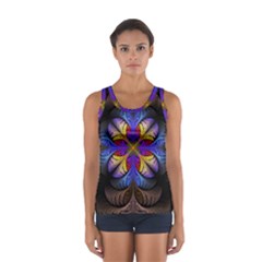 Fractal Flower Fantasy Floral Sport Tank Top  by Wegoenart