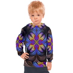 Fractal Flower Fantasy Floral Kids  Hooded Pullover by Wegoenart