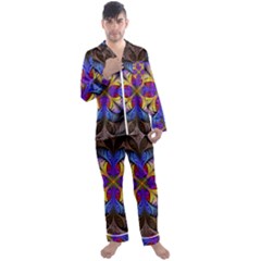 Fractal Flower Fantasy Floral Men s Satin Pajamas Long Pants Set by Wegoenart