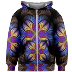 Fractal Flower Fantasy Floral Kids  Zipper Hoodie Without Drawstring by Wegoenart