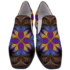 Fractal Flower Fantasy Floral Women Slip On Heel Loafers by Wegoenart