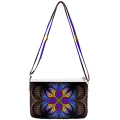 Fractal Flower Fantasy Floral Double Gusset Crossbody Bag by Wegoenart