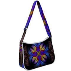 Fractal Flower Fantasy Floral Zip Up Shoulder Bag