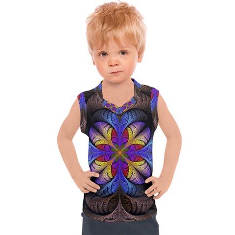 Fractal Flower Fantasy Floral Kids  Sport Tank Top by Wegoenart