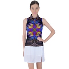 Fractal Flower Fantasy Floral Women s Sleeveless Polo Tee