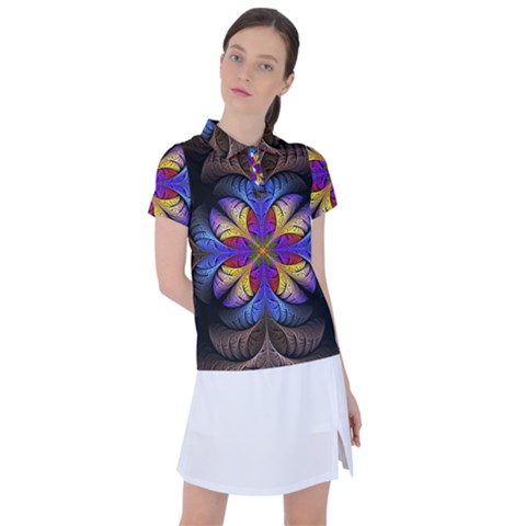 Fractal Flower Fantasy Floral Women s Polo Tee by Wegoenart