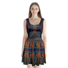 Art Abstract Fractal Pattern Split Back Mini Dress 