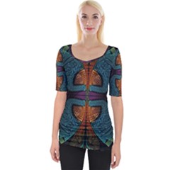 Art Abstract Fractal Pattern Wide Neckline Tee