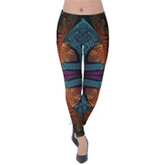 Art Abstract Fractal Pattern Velvet Leggings by Wegoenart