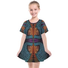 Art Abstract Fractal Pattern Kids  Smock Dress