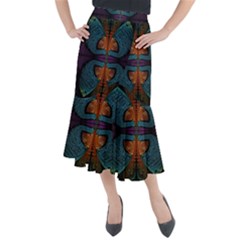 Art Abstract Fractal Pattern Midi Mermaid Skirt by Wegoenart