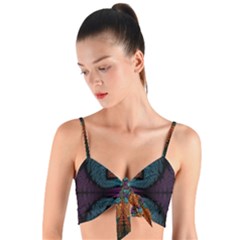 Art Abstract Fractal Pattern Woven Tie Front Bralet