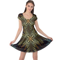 Fractal Art Abstract Pattern Cap Sleeve Dress