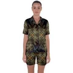 Fractal Art Abstract Pattern Satin Short Sleeve Pyjamas Set