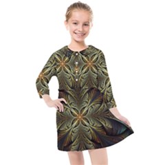 Fractal Art Abstract Pattern Kids  Quarter Sleeve Shirt Dress