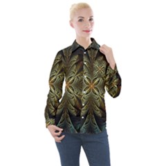 Fractal Art Abstract Pattern Women s Long Sleeve Pocket Shirt