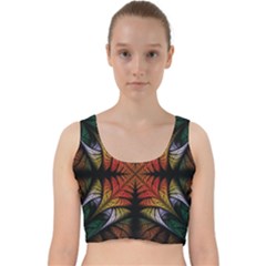 Ornament Decorative Floral Design Velvet Racer Back Crop Top by Wegoenart