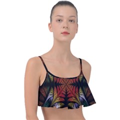 Ornament Decorative Floral Design Frill Bikini Top