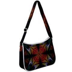 Ornament Decorative Floral Design Zip Up Shoulder Bag