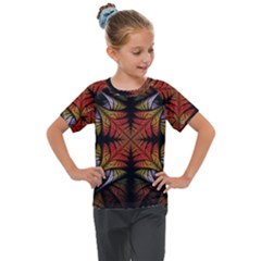 Ornament Decorative Floral Design Kids  Mesh Piece Tee