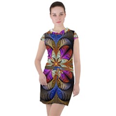 Fractal Flower Fantasy Pattern Drawstring Hooded Dress by Wegoenart